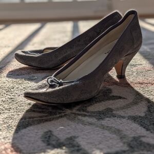 Repetto Charcoal Gray Heels with Bow Detail